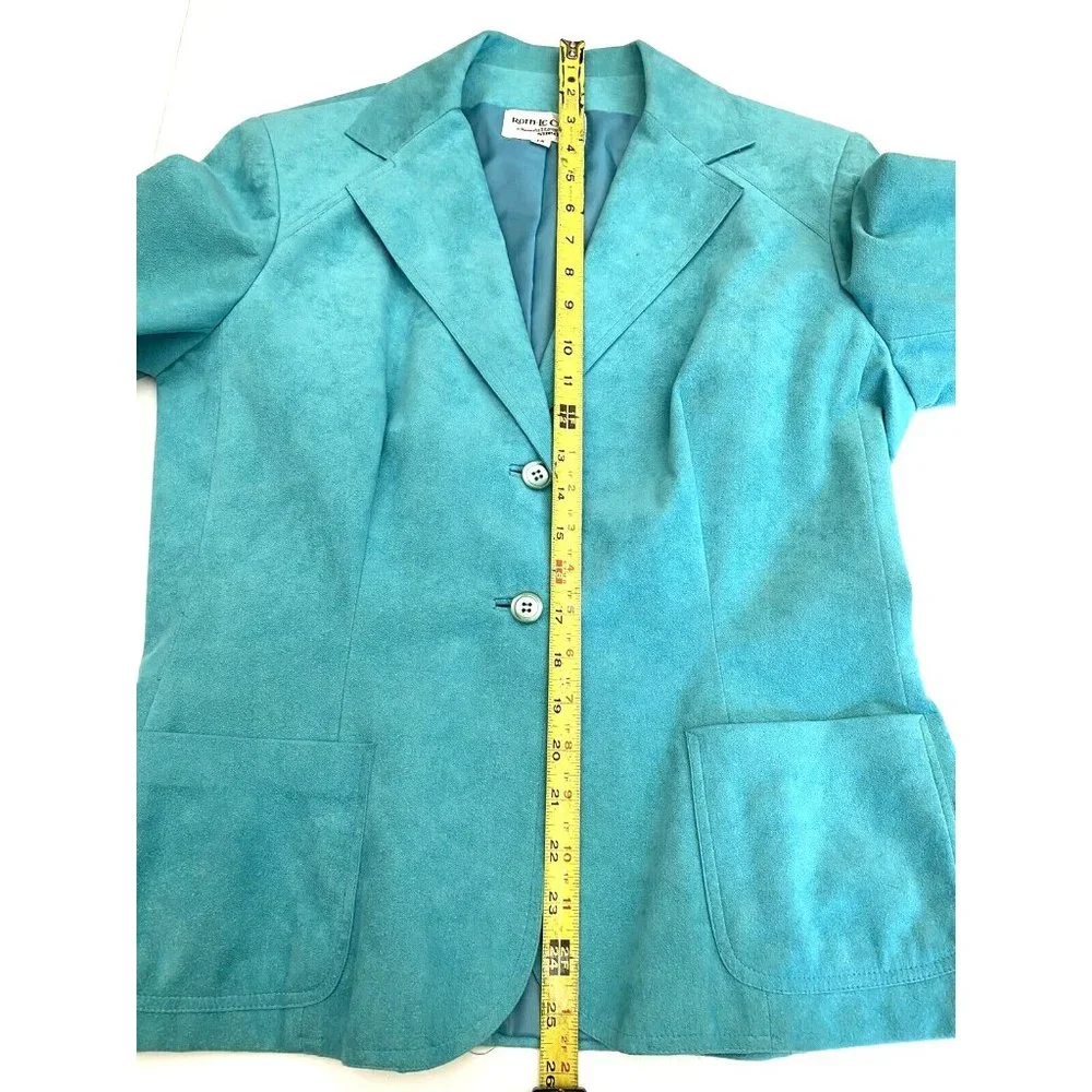 Vintage Roth-Le-Cover Ultra Suede Jacket Skirt 2pc Suit Green Women's size 14